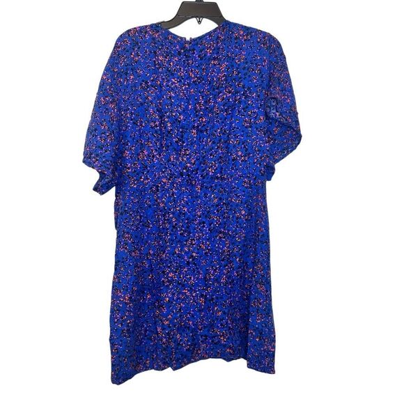 Socialite Flutter Sleeve Surplice Neck Faux Wrap Blue Floral Mini Dress Size XL - Picture 2 of 5